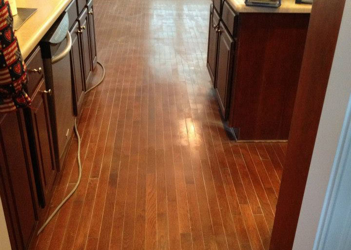 Before a hardwood floor resurfacing in Macon, GA